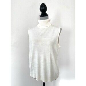Designers Originals Sleeveless Turtleneck Sweater Vest in Cream XL Minimal Chic